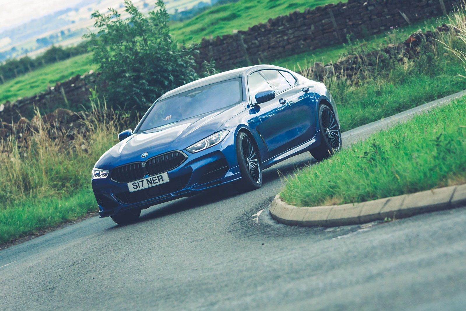 20 Alpina B8 Gran Coupe 2021 road test review cornering front