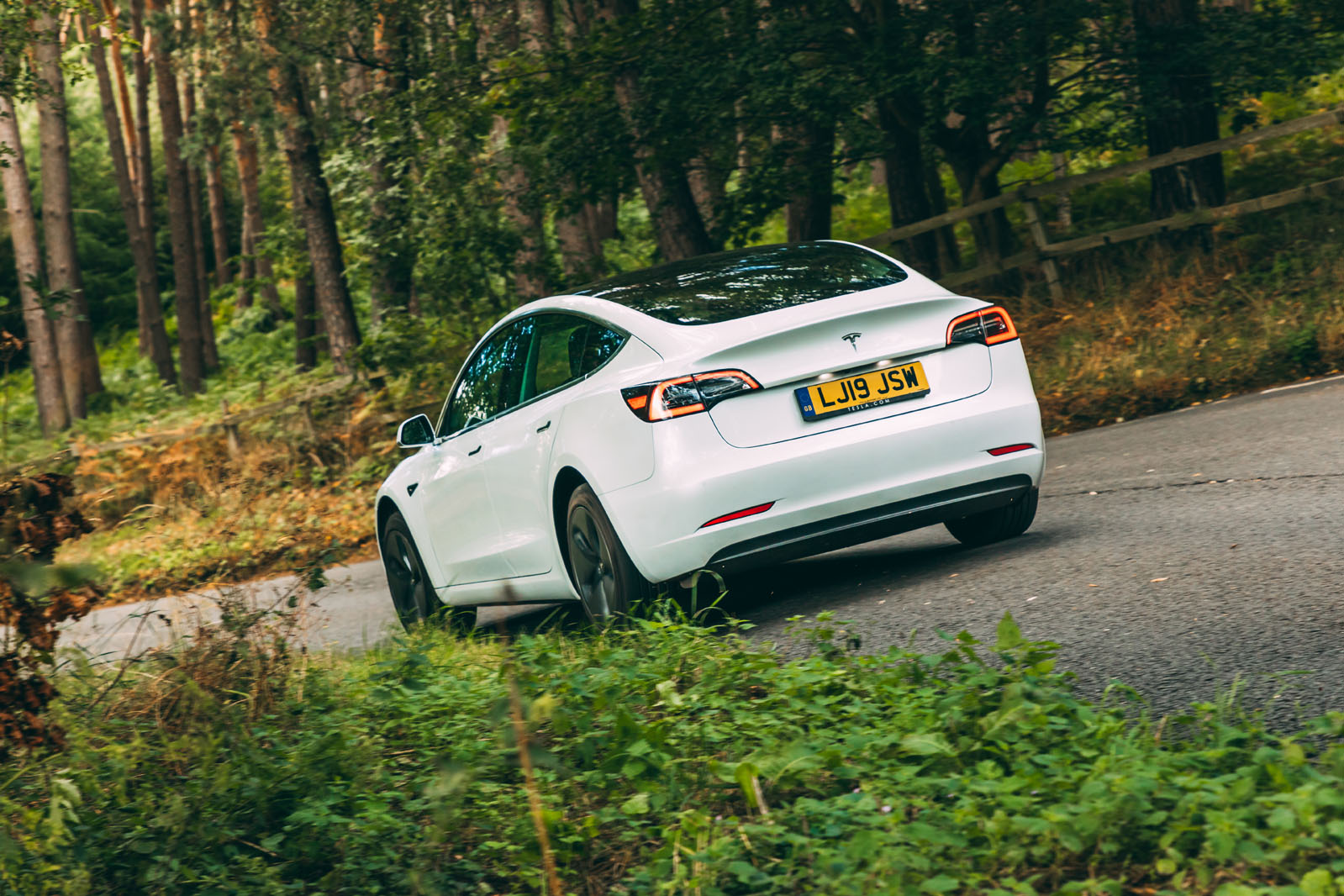 Tesla Model 3 road test - cornering rear