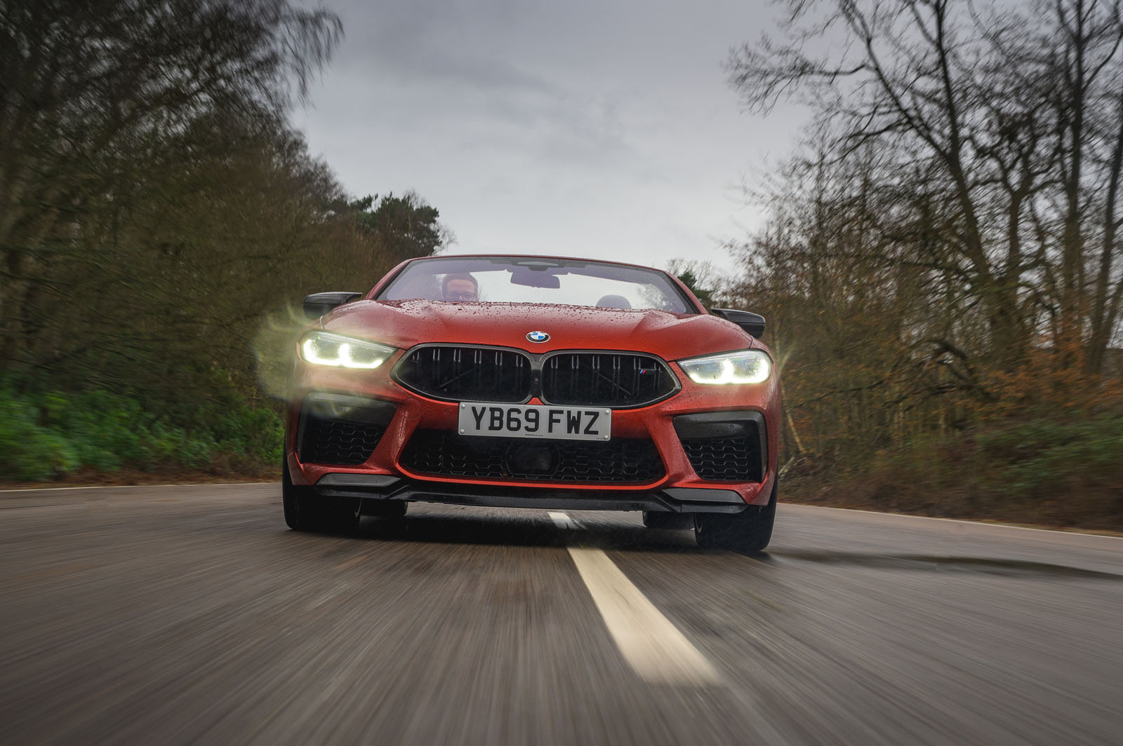 BMW M8 Competition convertible 2020 road test review - on the road nose