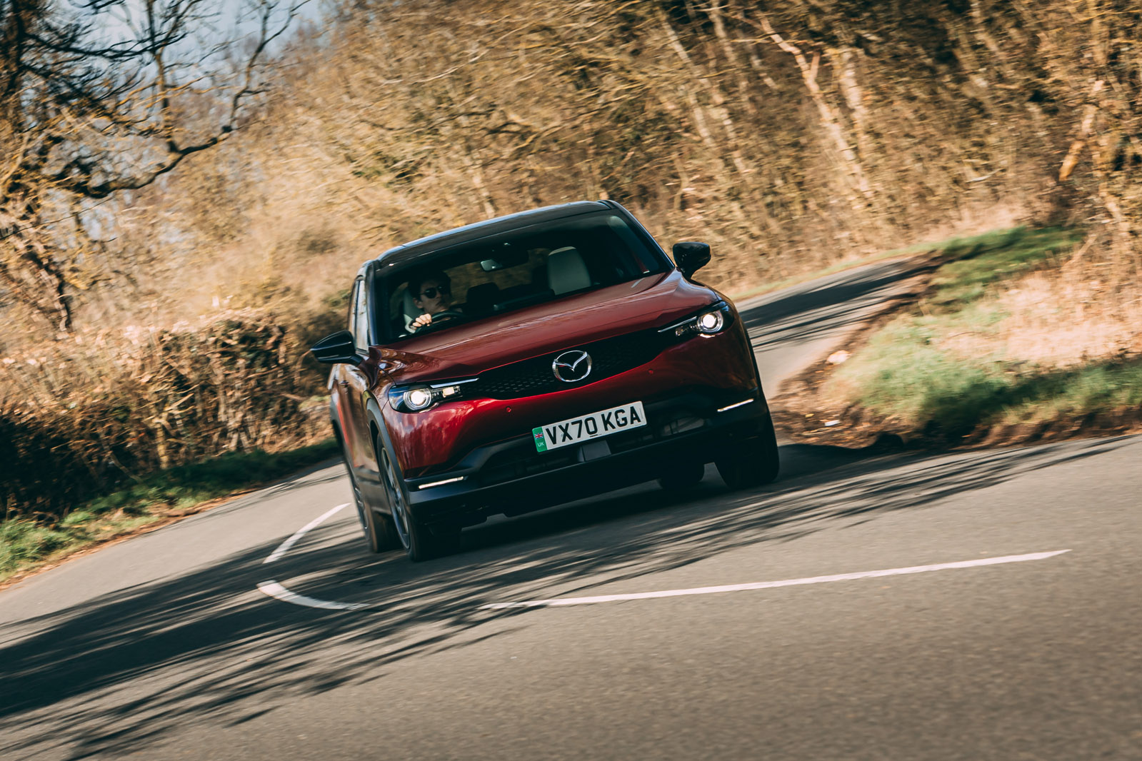 33 Mazda MX 30 2021 road test review cornering front