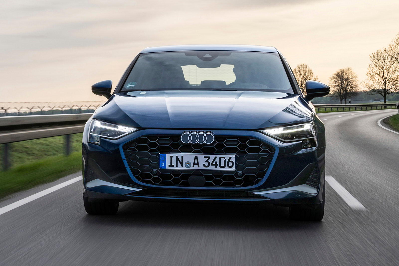 audi a3 sportback review 2024 02 front tracking