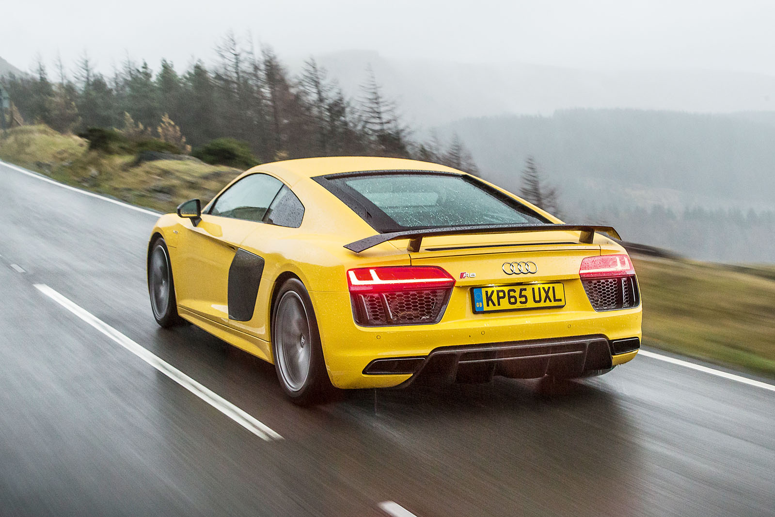 This Audi R8 on test was fit with Inglostadt's finest V10 engine