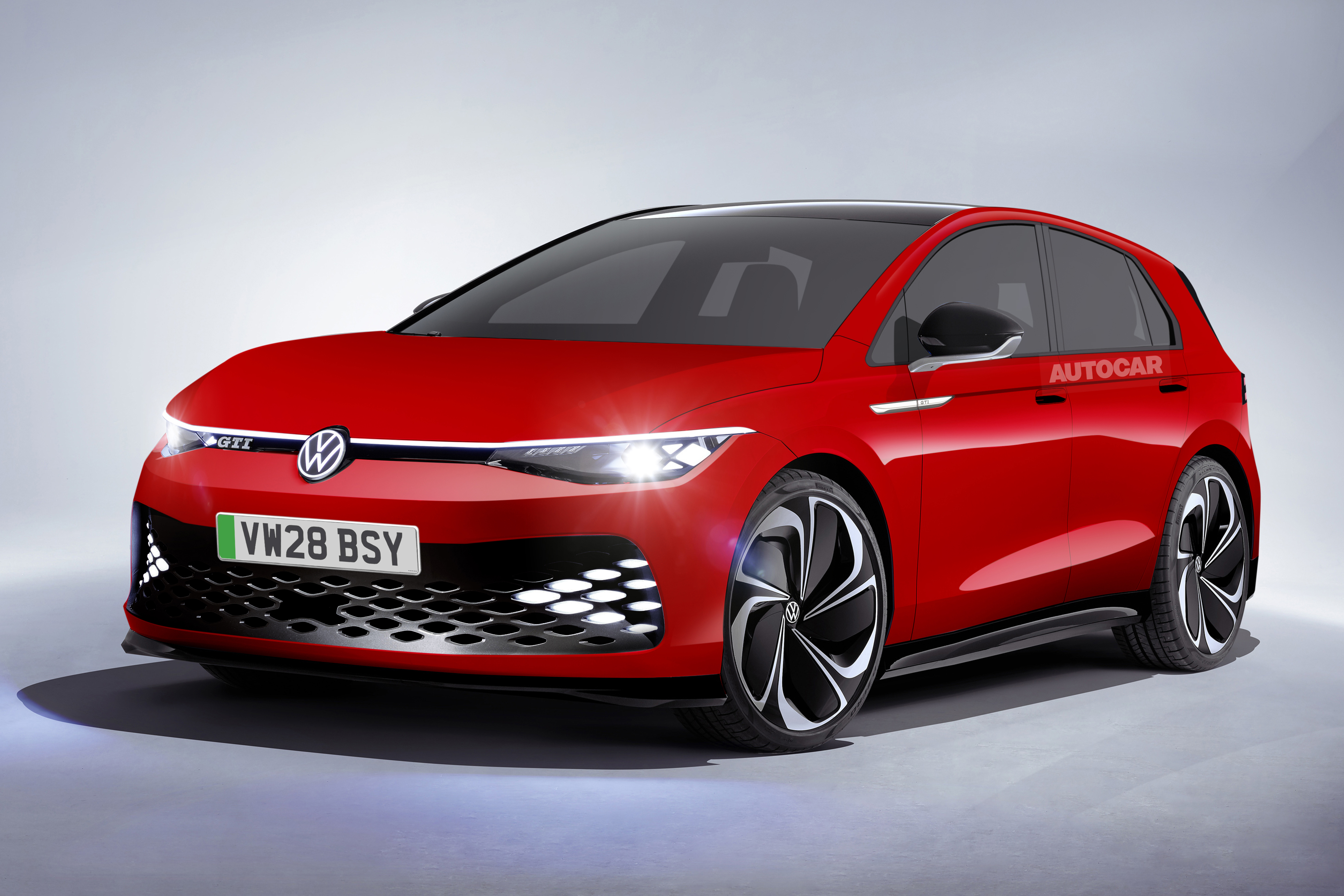 vw golf gti ev autocar render 2