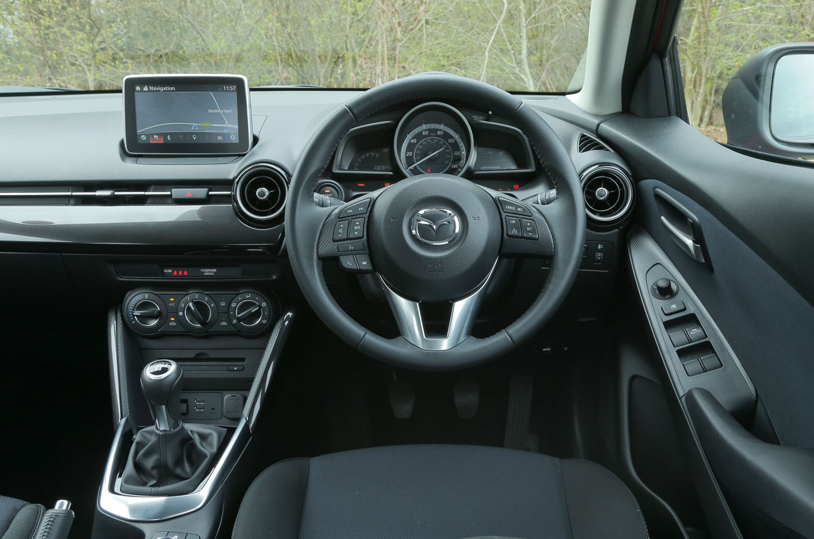 The view from the driver's seat in the Mazda 2