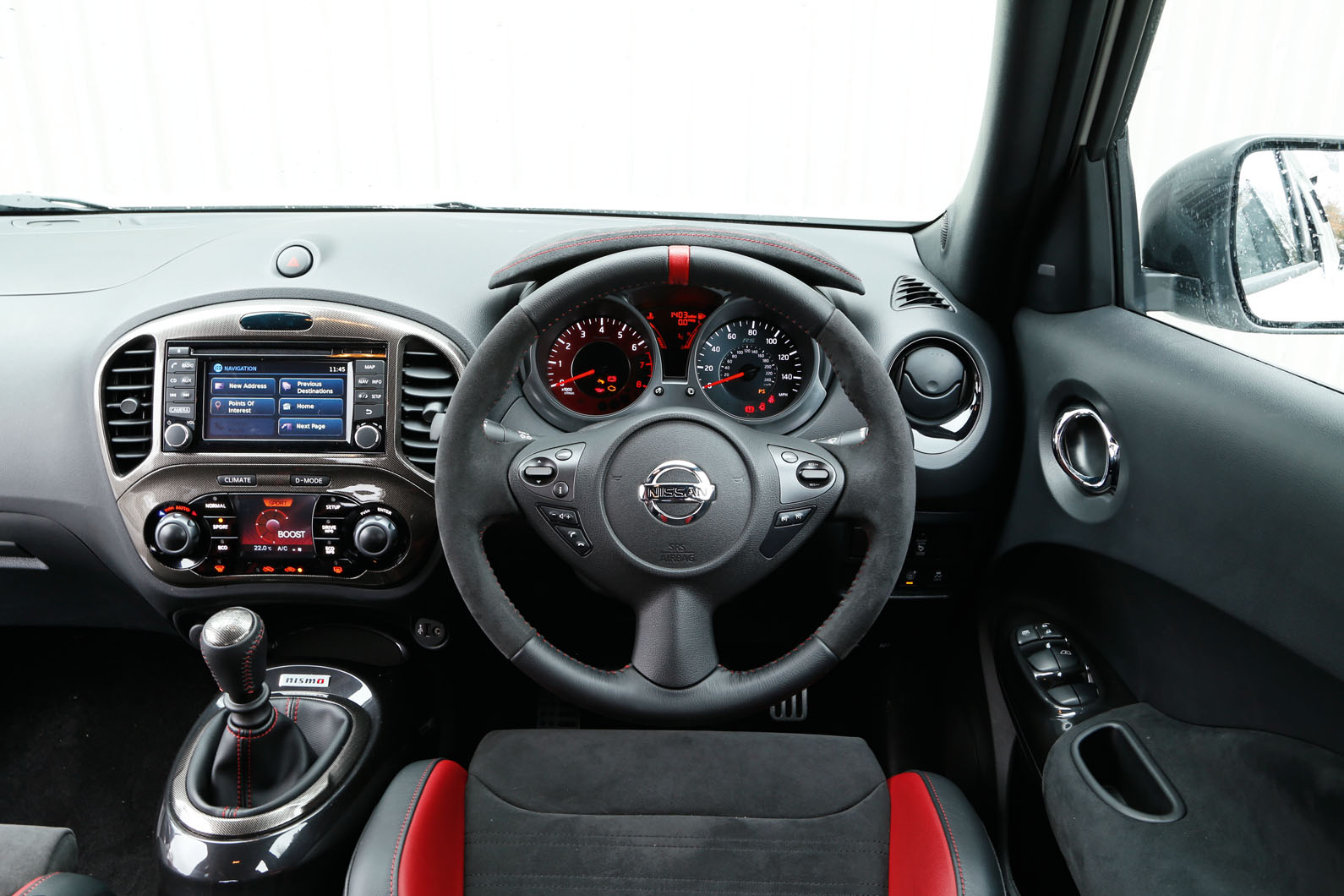 From the driver's perspective in the Nissan Juke Nismo RS