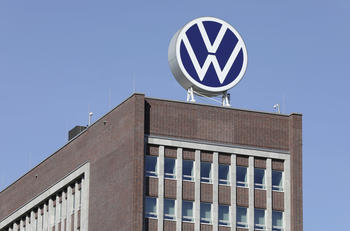 Volkswagen logo at Wolfsburg