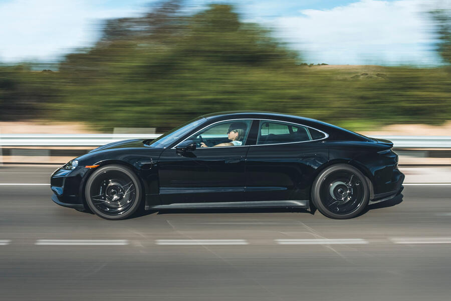 2024 Porsche Taycan prototype driving â€“ side
