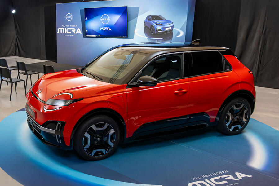 2026 Nissan Micra in red, front quarter