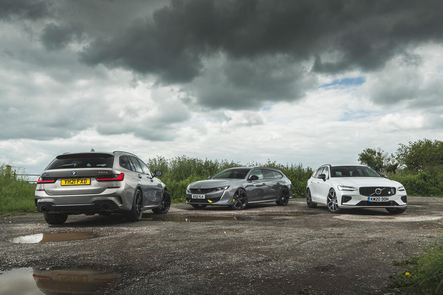 高性能电活力旅行车大比，Peugeot 508 SW PSE vs BMW 330e Touring vs Volvo V60 Polestar