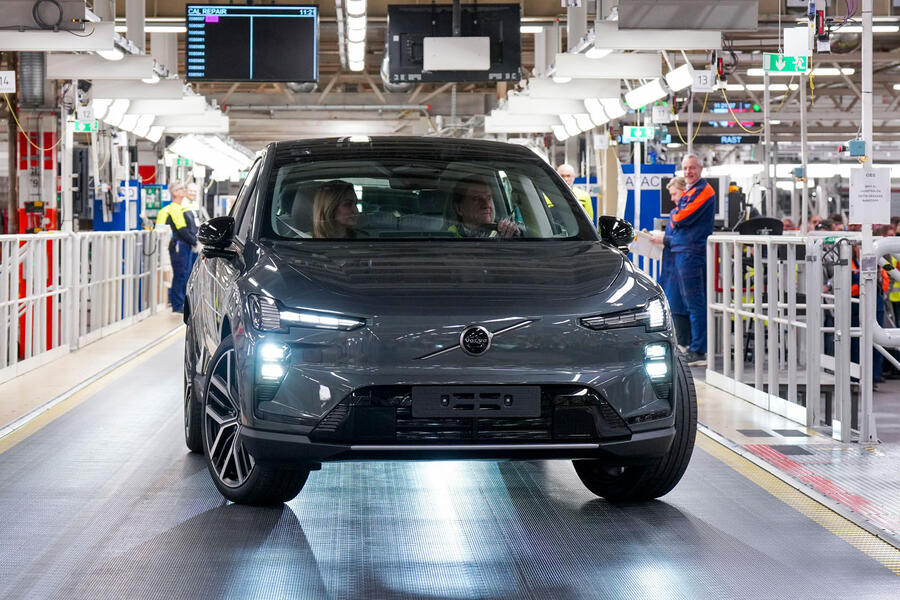 Volvo EX60 driving off production line