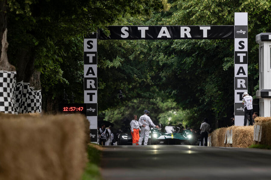 92 Aston martin valkyrie goodwood passenger ride start line