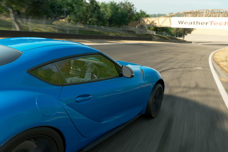 92 Toyota supra simulator roadtest laguna seca bridge