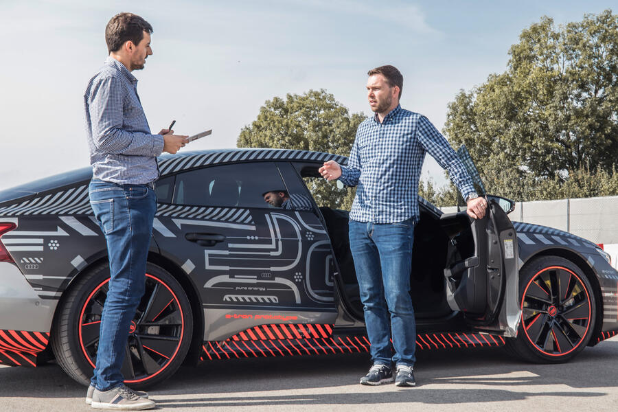 aria-label="96 audi etron gt camo interview"