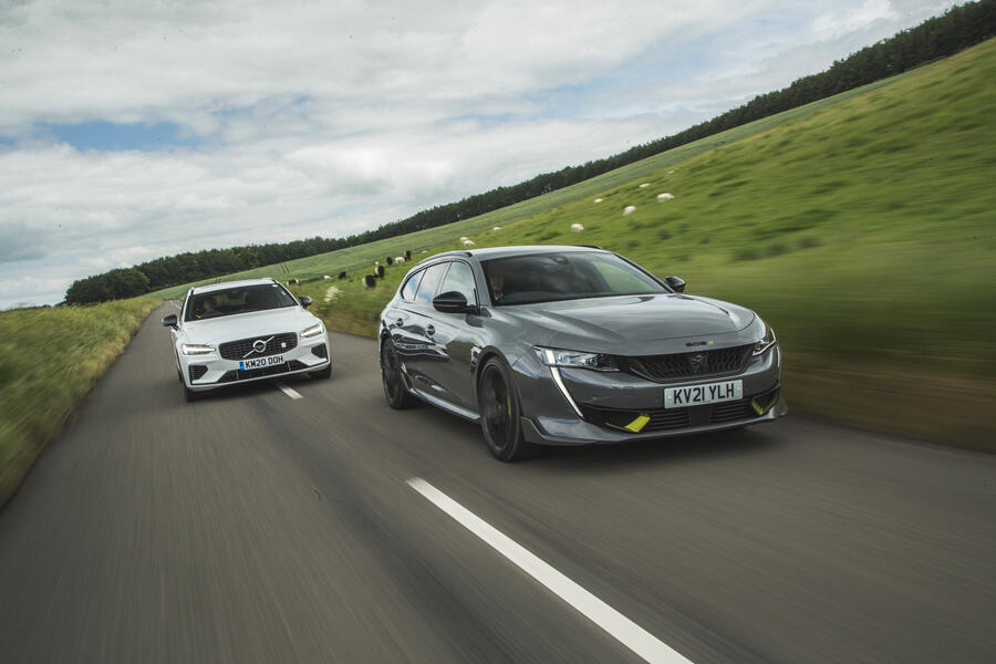 高性能电活力旅行车大比，Peugeot 508 SW PSE vs BMW 330e Touring vs Volvo V60 Polestar