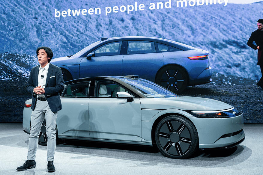 Afeela concept on stage at CES 2024