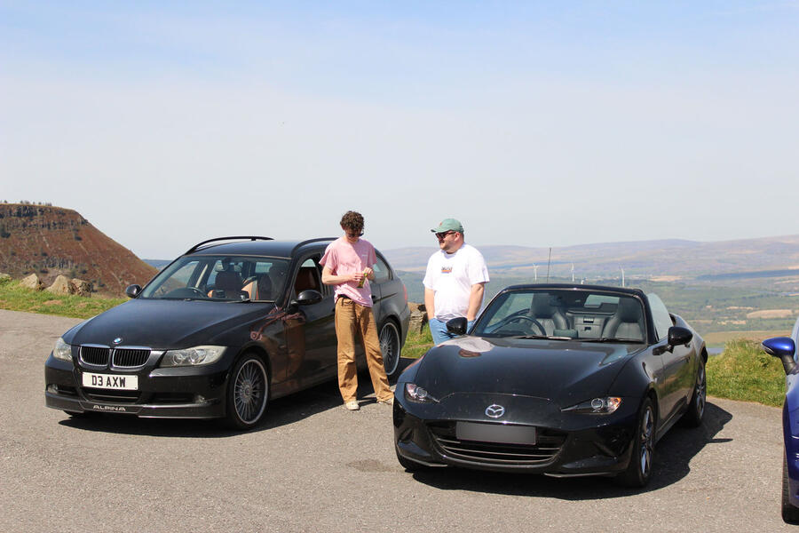 Alex Wolstenholme with his Alpina D3 and Charlie Martin with his Mazda MX-5