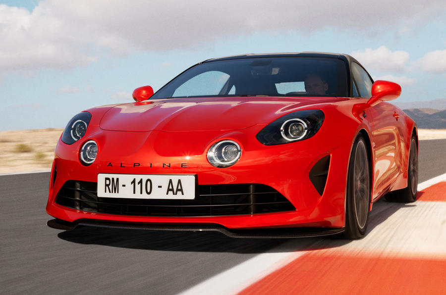 Alpine a110 on track front