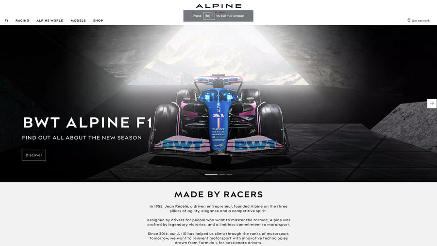 Alpine uk website homepage