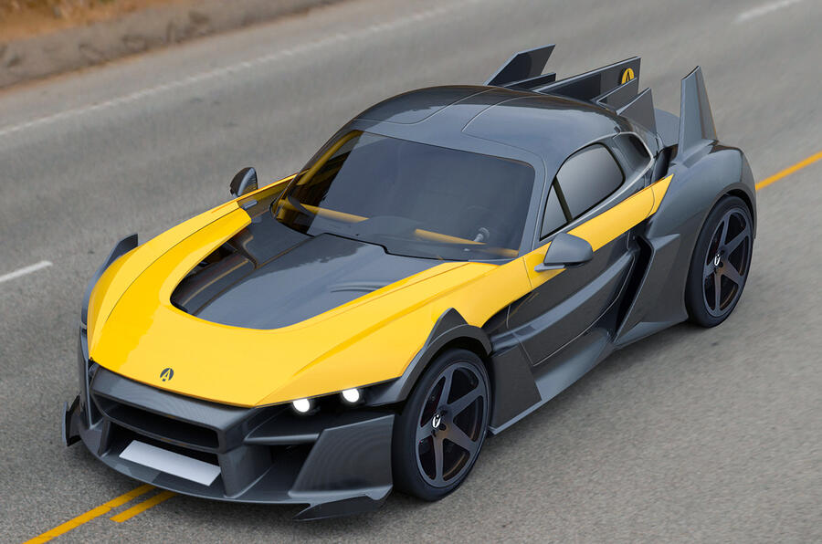 Ariel hipercar render front yellow