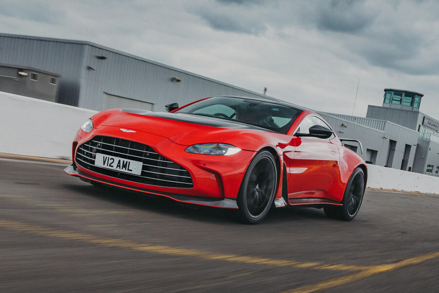 Aston martin v12 vantage front quarter tracking 2023