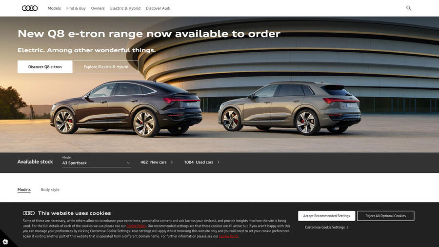 Audi uk website homepage