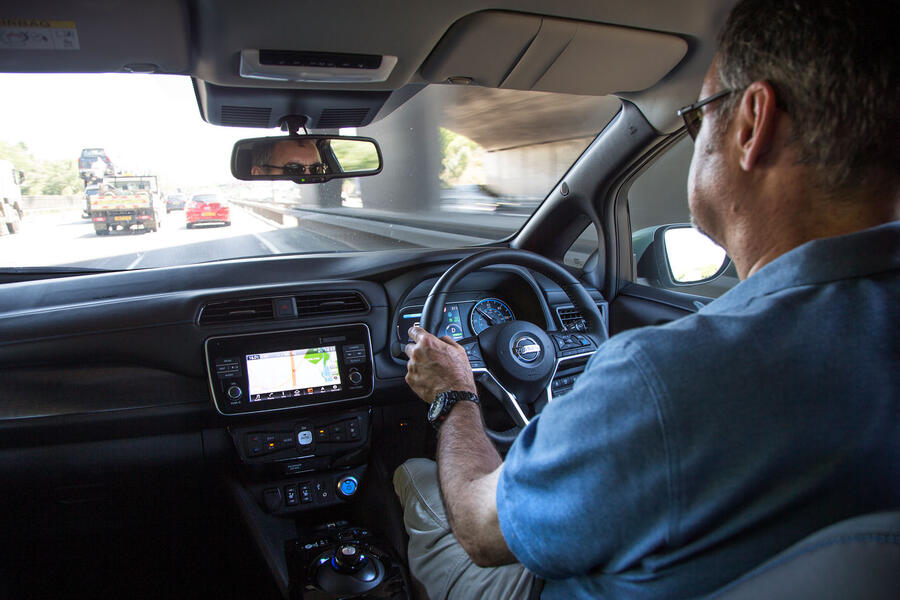 Man driving a 2018 Nissan Leaf