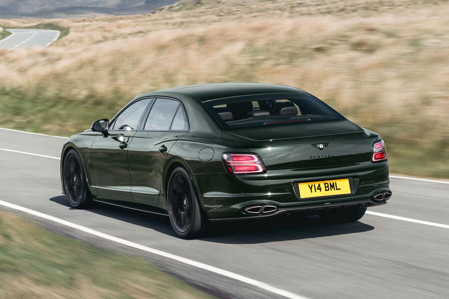 Facelifted 2026 Bentley Flying Spur driving on the road &ndash; rear