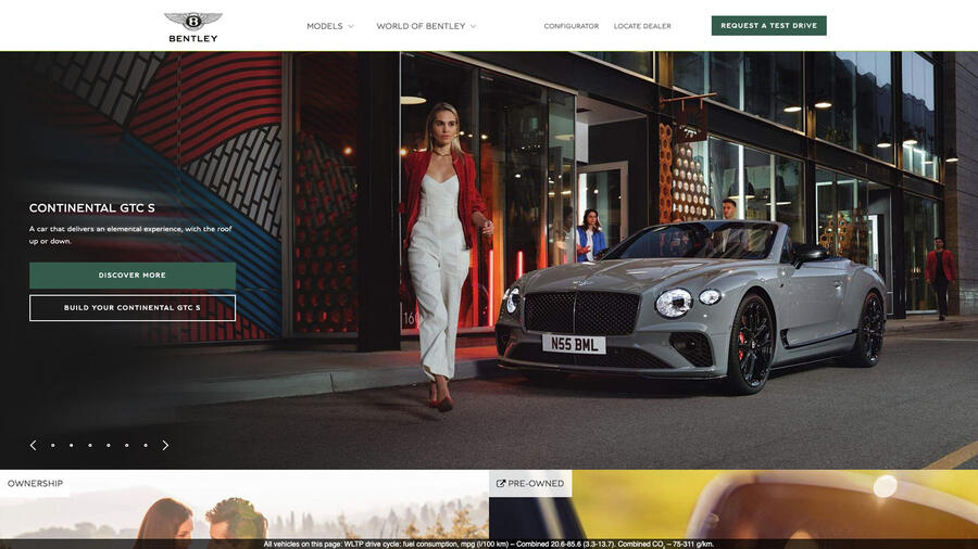 Bentley uk website homepage