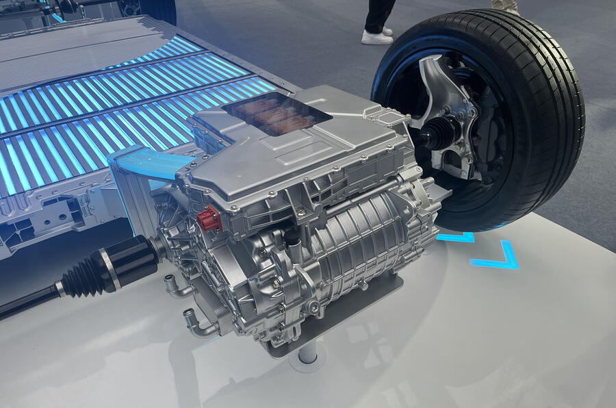 byds new ev motor in a cutaway platform