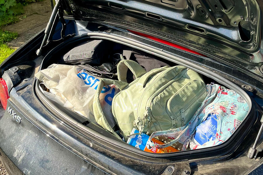 Charlie Martin's Mazda MX-5 with the boot full