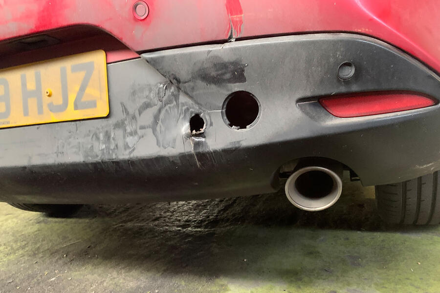 Chinese car cracked rear bumper