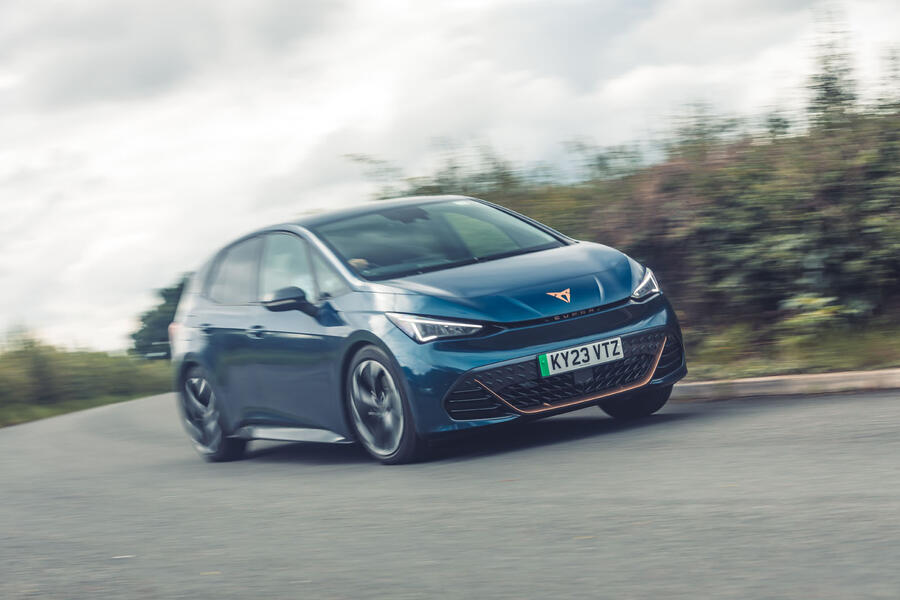 Cupra Born front quarter cornering