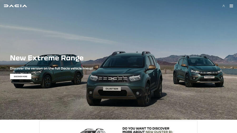 Dacia uk website homepage