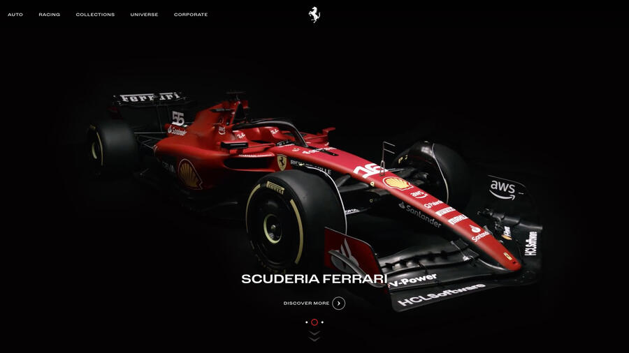 Ferrari uk website homepage