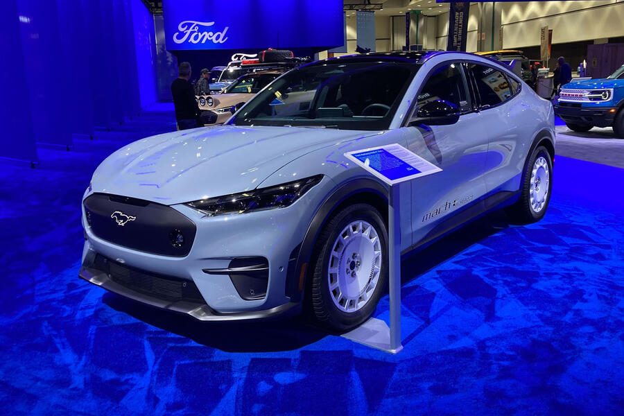 Ford Mustang Mach-E Rally at LA motor show 2023 â€“ front quarter
