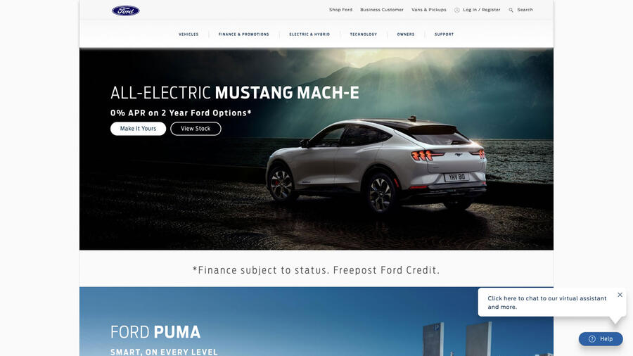 Ford uk website homepage