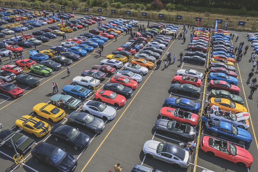 ford mustangs from the sky