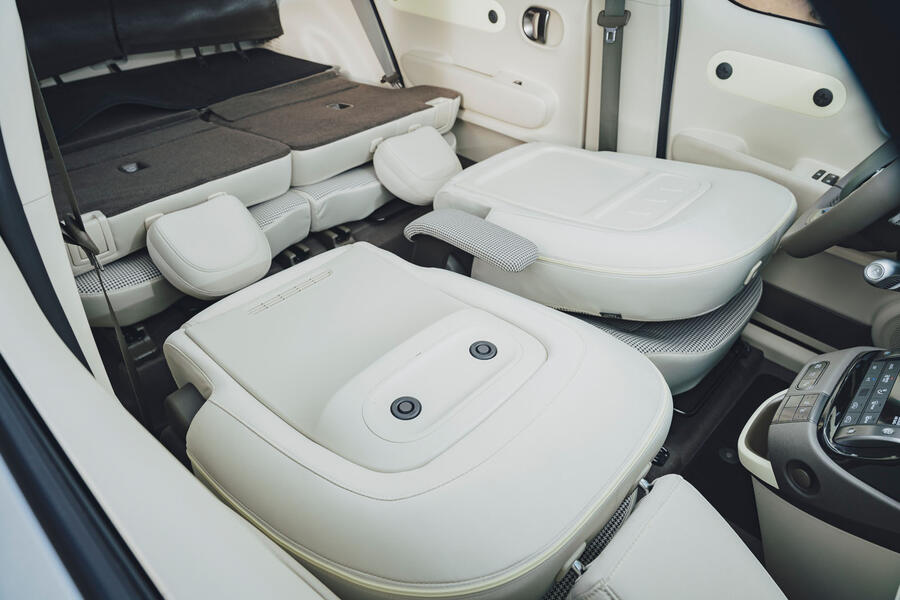 Seats folded down inside the Hyundai Inster