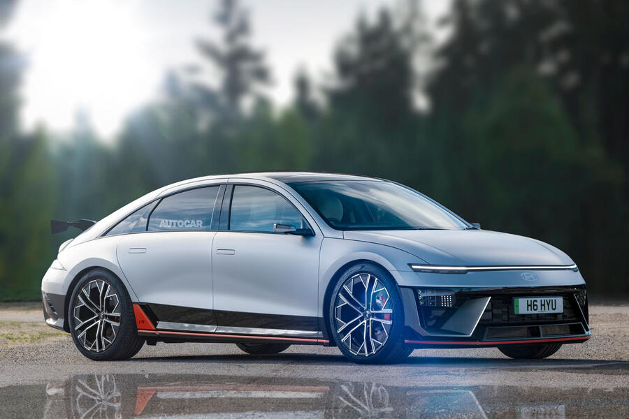 Hyundai Ioniq 6 N â€“ Autocar render, front quarter
