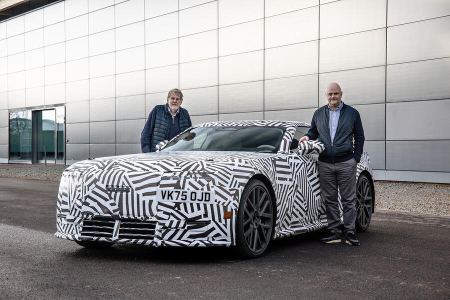 Steve Cropley (left) and Matt Becker with Jaguar 00 prototype