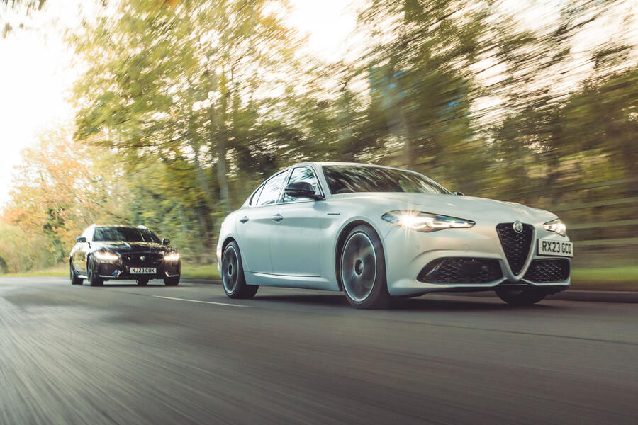 Jaguar XF Sportbrake following Alfa Romeo Giulia