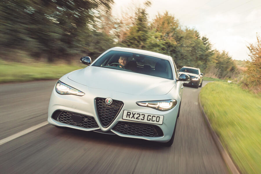 Jaguar XF Sportbrake following Alfa Romeo Giulia