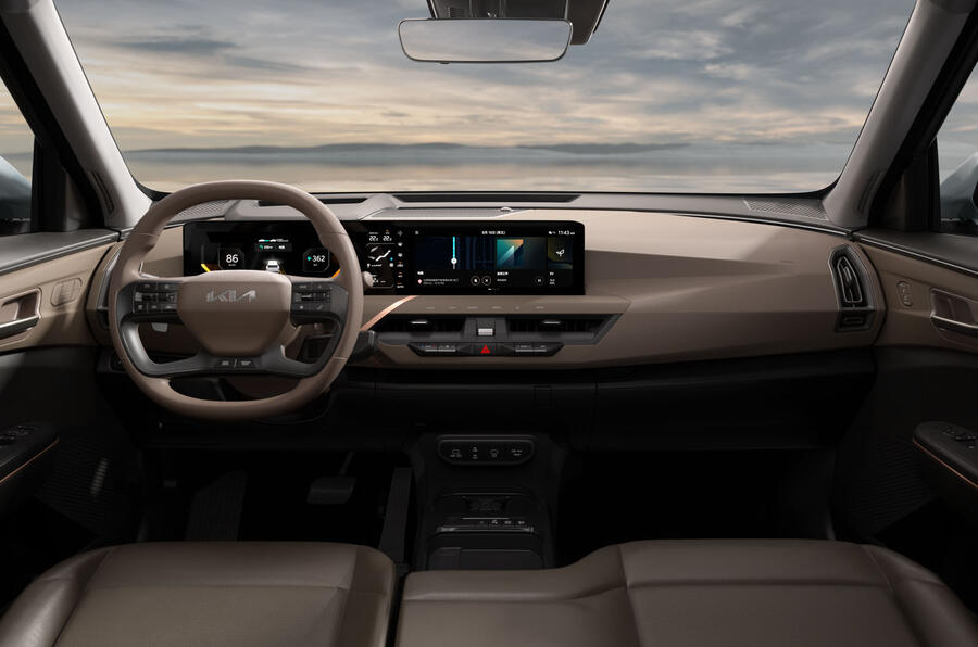 kia ev5 in studio dashboard and steering wheel