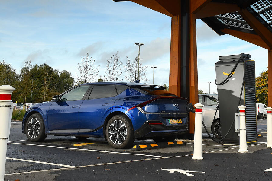 Kia ev6 charging rear quarter