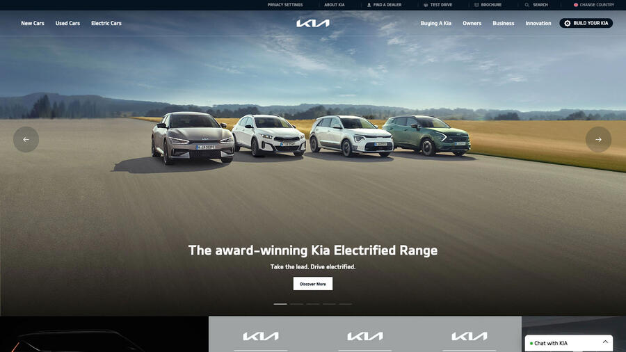Kia uk website homepage