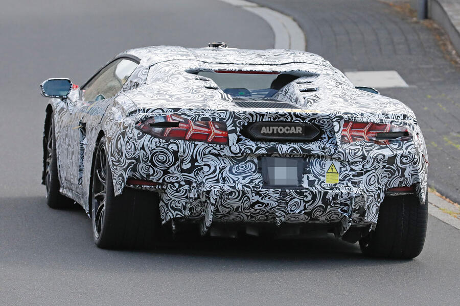 Lamborghini Huracan successor prototype driving â€“ rear
