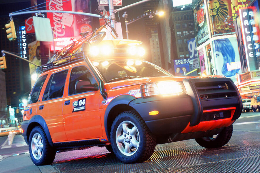 Mk1 Land Rover Freelander G4 Challenge, pictured in New York's Times Square. Front quarter, static