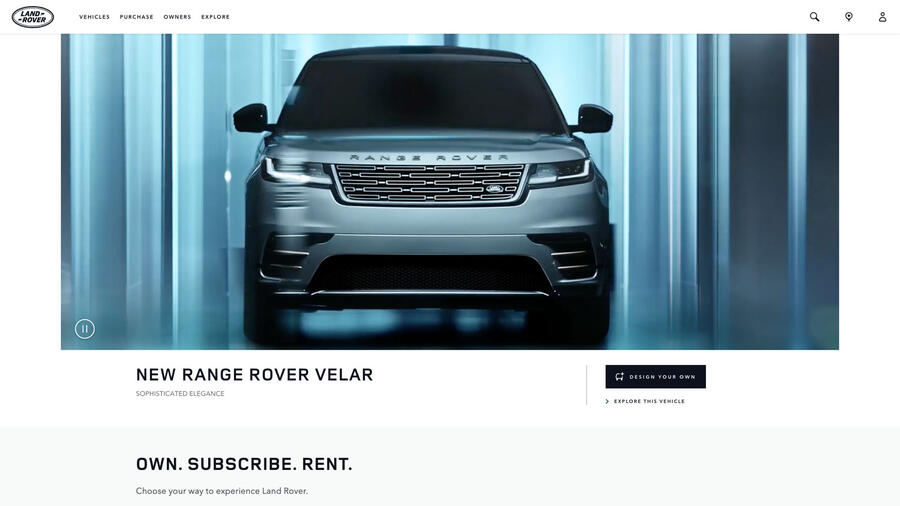 Land rover uk website homepage