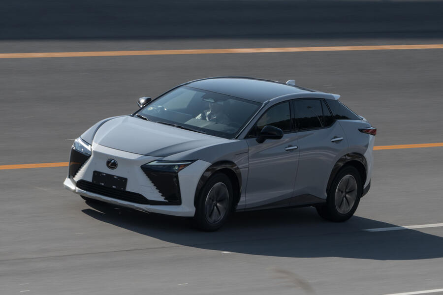 Lexus RZ on-demand BEV front quarter tracking