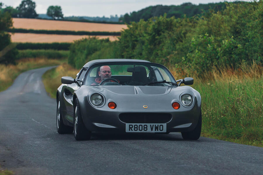 Matt Prior driving Lotus Elise S1 – front